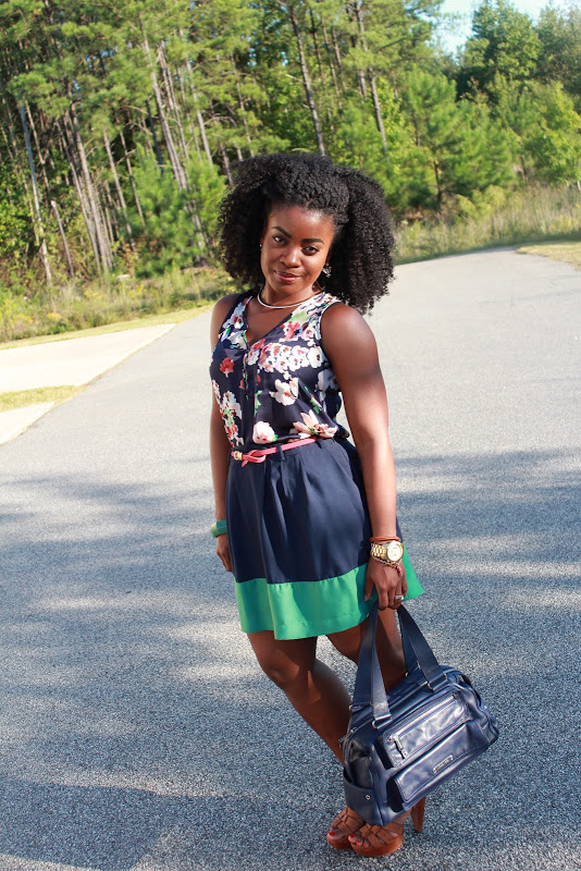 Outfit: Floral and Color Blocked Skirt