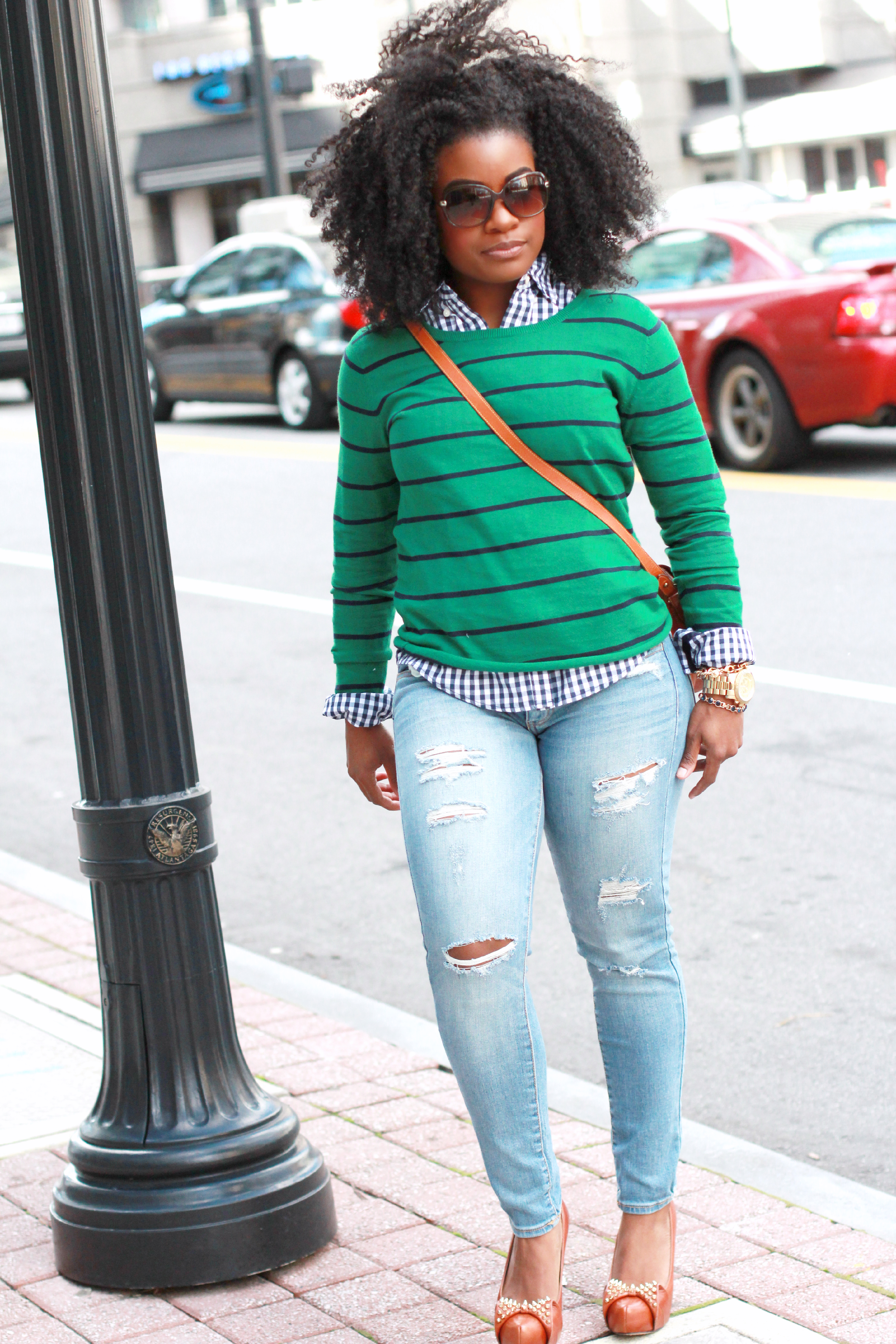Outfit: Navy Gingham and Stripes ~ THE SERENA SAGA