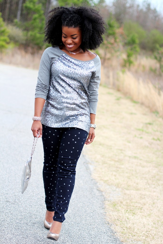 Outfit: Sequins and Polka Dot