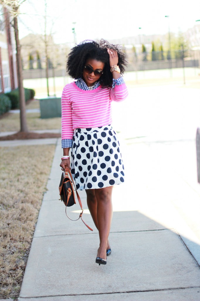 The Serena Saga polka dot stripes and ginghmam outfit 5