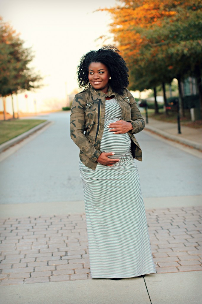 Maternity Outfit: Stripes and Camouflage