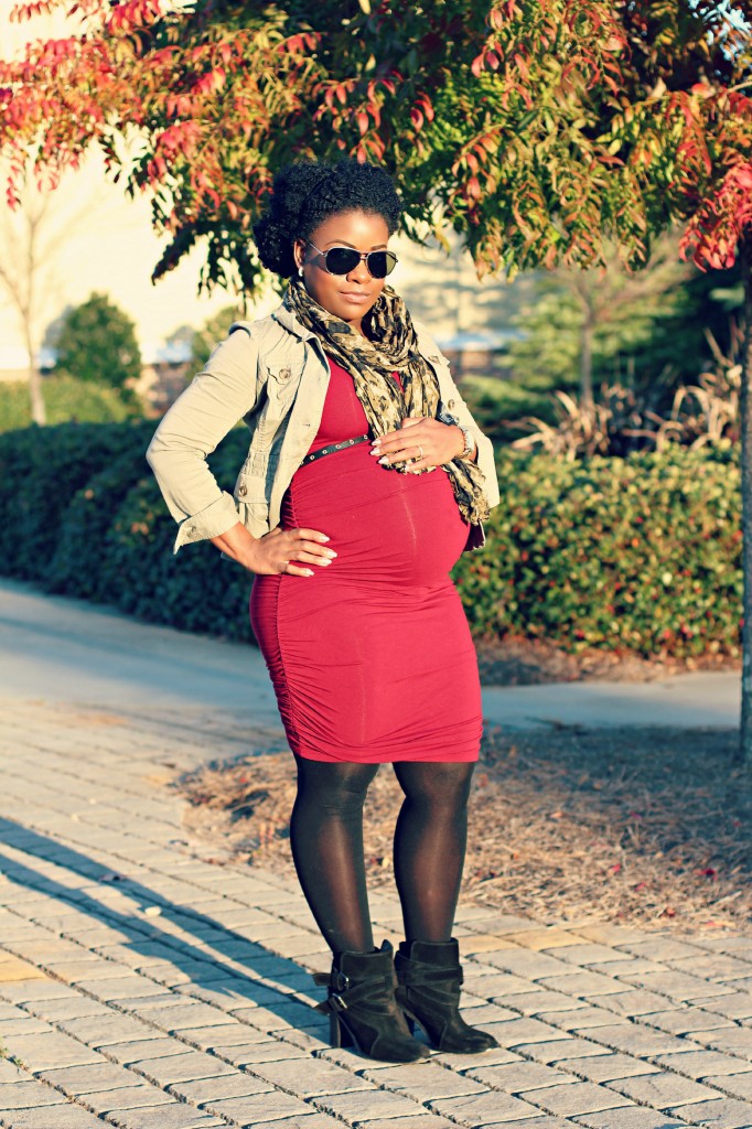 Maternity Outfit: Oxblood and Camouflage